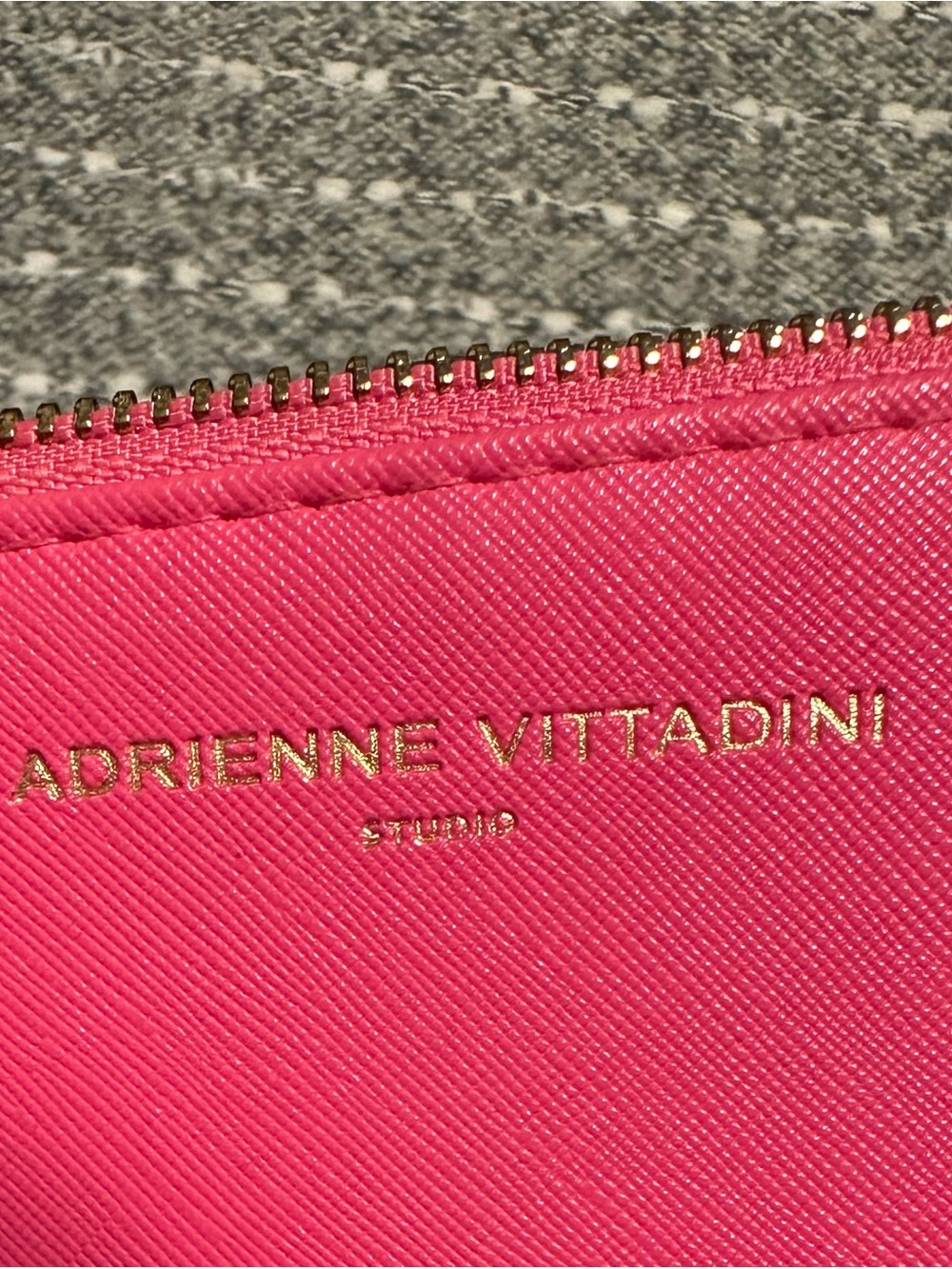 Adrienne Vittadini Hot Pink Wristlet Pouch with Gold Logo - Picture 2 of 4